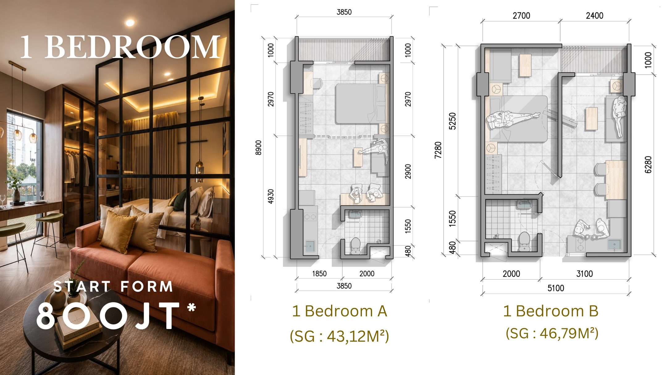 1 Bedroom Apartemen Creativo