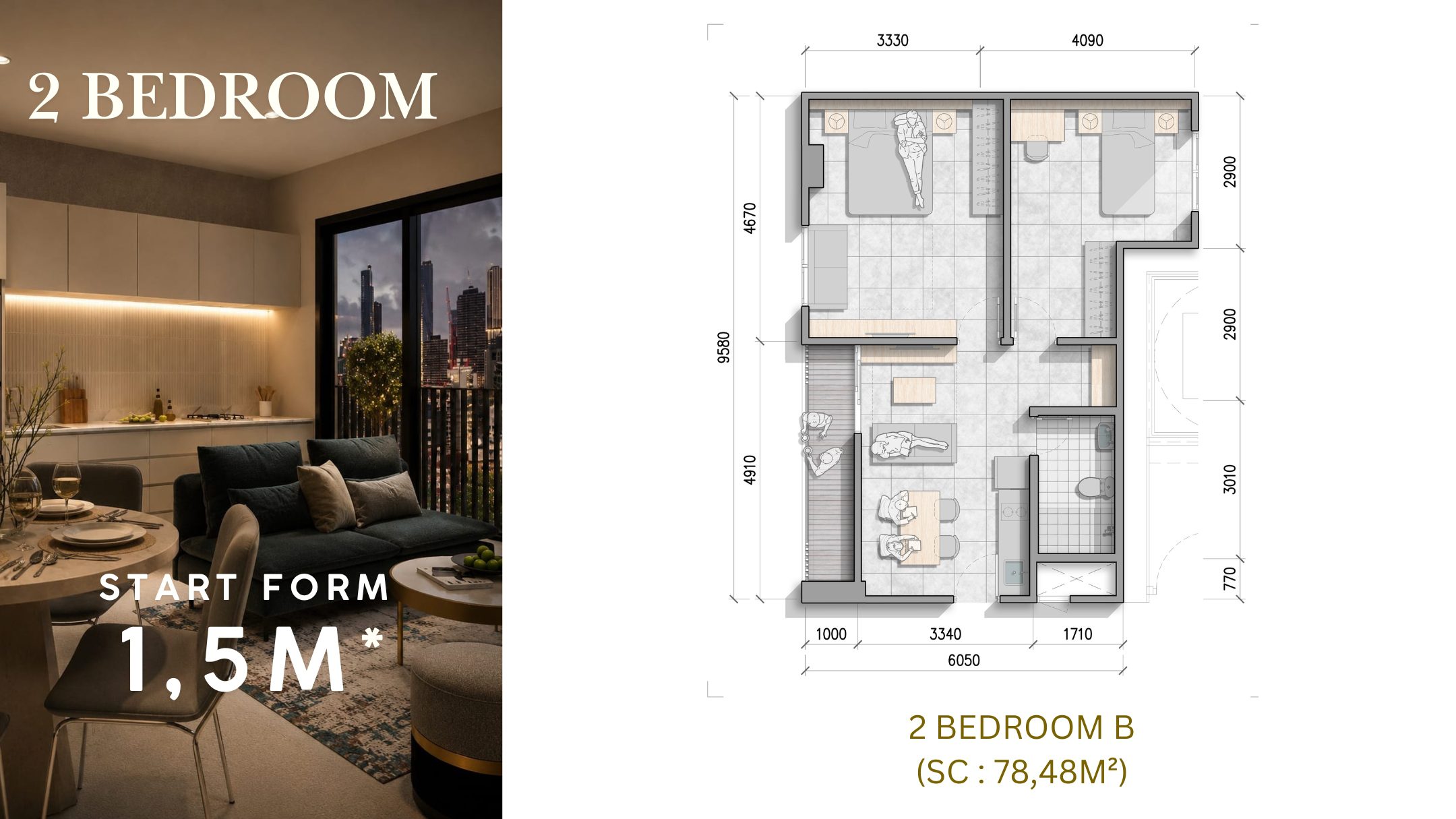 2 Bedroom Apartemen Creativo Bintaro